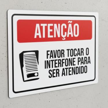 Imagem de Placa Acm Atenção Favor Tocar Interfone Atendido 18X23 - Sinalizo