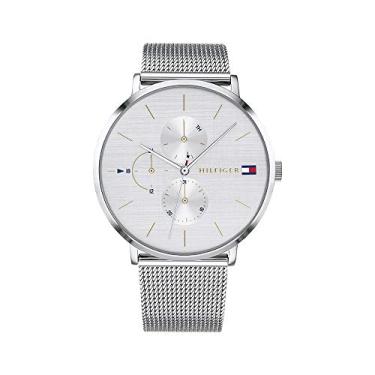 Imagem de Tommy Hilfiger Relógio casual feminino de aço inoxidável e pulseira, cor: prata (modelo: 1781942), Prata, Relógio de quartzo