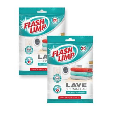 Imagem de Kit 2 Lave Sem Manchar Lenço Antimanchas para Roupas Coloridas Flash L