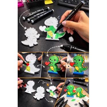 Imagem de Kit Dinossauro Para Colorir Com 4 Canetas Coloridas Sortidas - FLEX3D