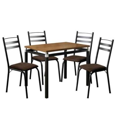 Imagem de Mesa de jantar Malva 91 cm Tampo Retangular preto Demolição com 4 Cade