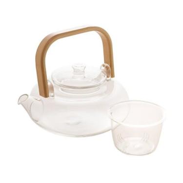 Imagem de Chaleira Vidro Borossilicato Com Alça De Bambu 800ml Wolff - Rojemac, 