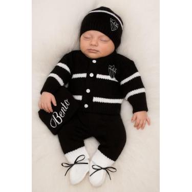 Imagem de Kit Saída de Maternidade Tricô Atlético Mineiro Galo 6 Peça Personaliz