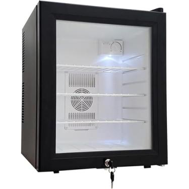 Imagem de Geladeira e refrigerador de bebidas, minigeladeira de 60 latas com porta de vidro, geladeira pequena com prateleiras ajustáveis, geladeiras com tela de aço inoxidável preto