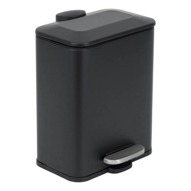 Imagem de Lixeira Banheiro 5l Preta Metal Retangular 29x14cm Pedal
