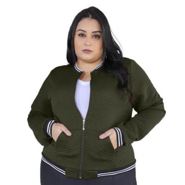 Imagem de Jaqueta Bomber Feminina Plus Size Com Bolsos G1 G2 G3 Blusa Frio Donna