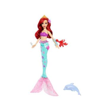 Imagem de Boneca Ariel 30cm Princesas Disney Com Golfinho E Sebastian JFC39 - Ma