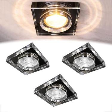 Imagem de 3 Spot Cristal Fume De Embutir Quadrado Mr16 Dicroica Alz86 - Acende a