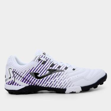 Imagem de Chuteira Society Joma Máxima Masculina, Branco, Roxo, 41