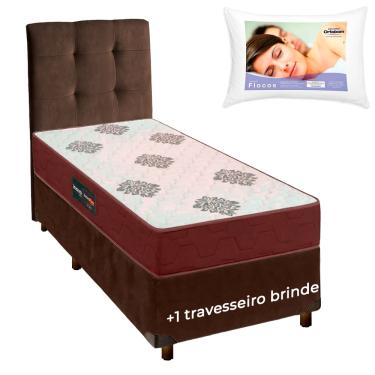 Imagem de Cama Box + Cabeceira + Colchão Solteiro D45 + Travesseiro Ortobom