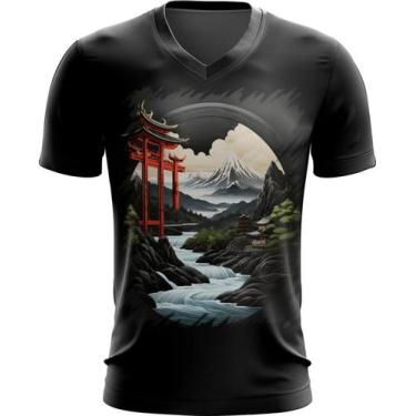 Imagem de Camiseta Gola V Paisagem Oriental Portão Torii 14 - Kasubeck Store®, X