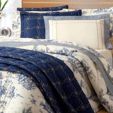 Imagem de Enxoval Edredom + Cobre Leito + Jogo de Lençol Porcelana Queen 10 Peça