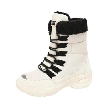 Imagem de Botas De Neve Femininas Impermeáveis De Inverno Com Cadarço, Quentes E