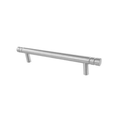 Imagem de Puxador Barra Acetinado Com Friso Externo Alumínio 0210 Pauma, 128mm