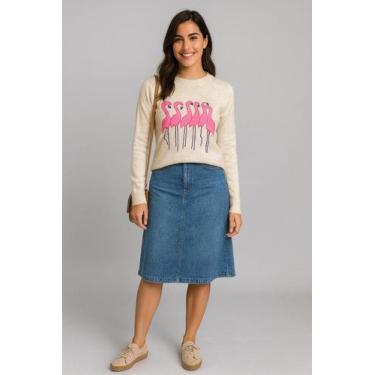 Imagem de Blusa De Frio Feminina Flamingos Tamanho Único - SAK Modas, Bege, Únic
