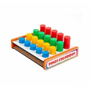 Imagem de Pinos Coloridos Brinquedo Educativo Pedagógico em MDF - TRALALA