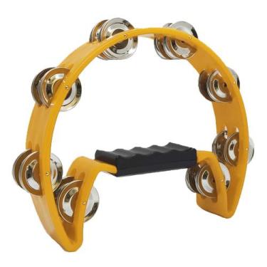 Imagem de Pandeiro Pandeirola Meia Lua Percussão Profissional Amarelo - Flash