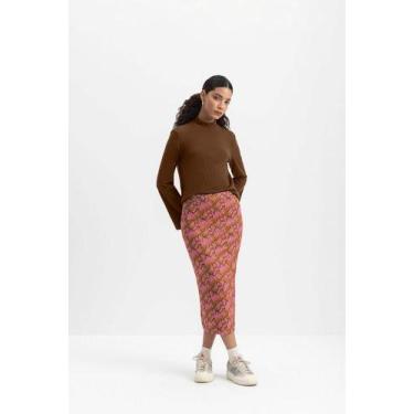 Imagem de Saia feminina midi em cotton essendi - G, G, Marrom