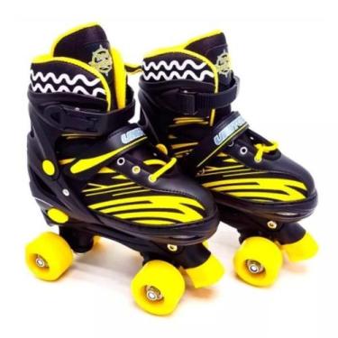 Imagem de Patins Infantil Preto 4 Rodas 30 ao 33 Kit De Proteção Completo Ajusta