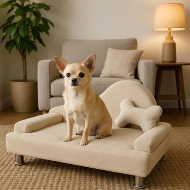 Imagem de Recaminer Pet Sofá Cama Para Cachorro e Gato Luxo Suede Bege - Mirra D