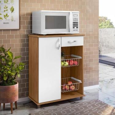 Imagem de Balcão Fruteira 67cm Multiuso Cozinha bancada Freijó Branco - Notável