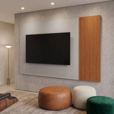 Imagem de Painel para Tv até 75 Polegadas Ripado 100% Mdf 220cm Valencia New Naturalle/Off White
