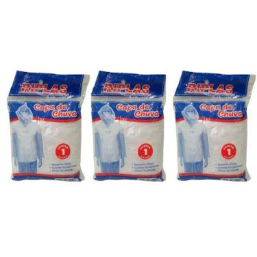 Imagem de Capas De Chuva Descartável 3 Micras Capuz e Manga Kit com 3 - Riplas