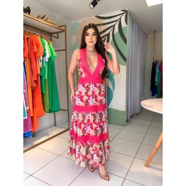 Imagem de Vestido MIDI - Resort feminino , Florido rosa, M