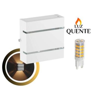 Imagem de Kit 2 Arandela Slim 2 Frisos 12X12X4cm Bivolt Com Lâmpada G9 Interna E
