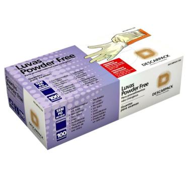Imagem de Luva para Procedimento Não Cirúrgico Descarpack Powder Free sem Pó Látex Texturizada Tamanho m Caixa com 100 Luvas
