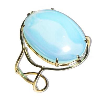 Imagem de Bracelete Fixo Grande Pedra da Lua Opalina Armação Suave - CristaisdeC