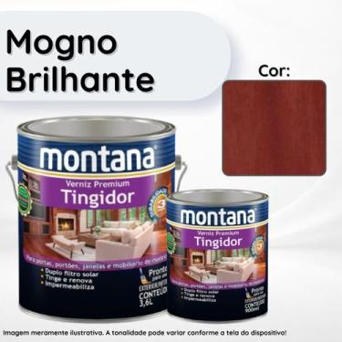 Imagem de Verniz Premium Tingidor Mogno Brilhante 3,6L Montana Proteção para Mad