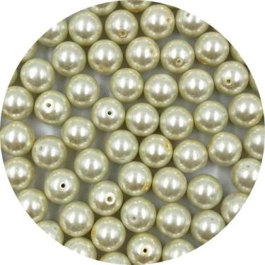 Imagem de Miçanga Pérola Creme 13mm Vidro 10pçs Passante Bijuterias - Macall