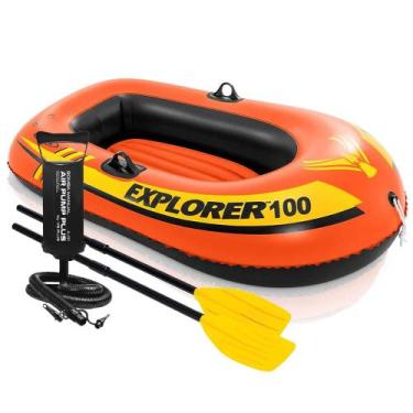 Imagem de Barco Bote Inflável Infantil 147cm Explorer 100 com Bomba Manual Remos
