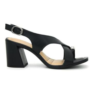 Imagem de Sandalia Dakota Original Y9152 Salto Grosso Dedo Feminino, 38, Preto