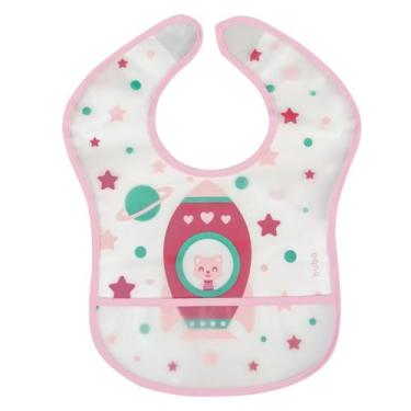 Imagem de Babador Impermeável Infantil Pega Migalhas Com Bolso Rosa - Buba