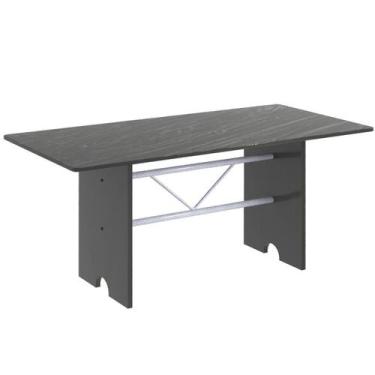 Imagem de Mesa para Cozinha 180x75cm Tampo Ardósia Cinza/Martelado Pérola/Indian