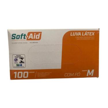 Imagem de Luva Látex com pó Soft+Aid Tam M com 100 unidades