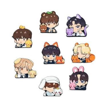 Imagem de Conjunto De Pins Esmaltados Kawaii 8 Peças, Broches De Desenho Animado
