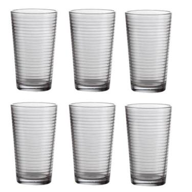 Imagem de Jogo C/ 6 Copos de Vidro Lines Collor 320ml Cozinha Restaurante Bar Be