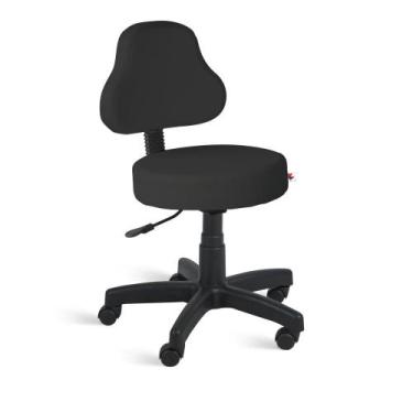 Imagem de Cadeira Mocho Encosto Alto Giratória material sintético Lux Cor:Preto 