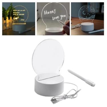 Imagem de Luminária Led de Mesa com Lousa Acrílica para Escrever Personalizável com Caneta Magica Mais