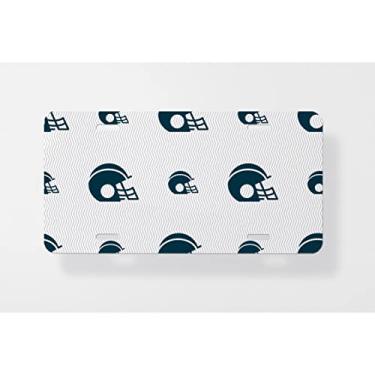 Imagem de Placa de placa de carro com símbolo de ícone de capacete de futebol sem costura com textura geométrica - Capa de placa de licença nova para carro - Capa de moldura de placa de carro 15 x 30 cm