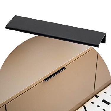 Imagem de 6 Uni Puxador De Alumínio Para Armário Móvel Tito Baú 96 mm (Preto Fosco)