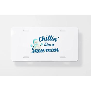 Imagem de Capa para placa de carro Chillin Like A Snowman - Capa para placa de carro nova para carro - Capa de moldura da placa de carro 15 x 30 cm