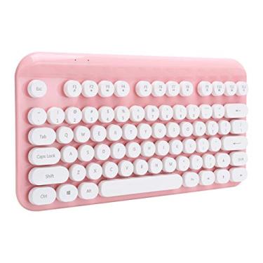 Imagem de Teclado sem fio 2,4G, teclado ergonômico punk de 75 teclas teclado ergonômico de computador teclado de escritório portátil ultrafino fofo com botões multimídia (rosa)