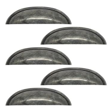 Imagem de 5 Puxador Armário Colonial Meia Lua Concha Bronze Ouro Velho (Prata Envelhecido)