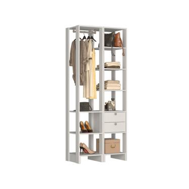 Imagem de Small Closet Yes Com Cabideiro 2 Gavetas e 8 Prateleiras Nova Mobile - Branco