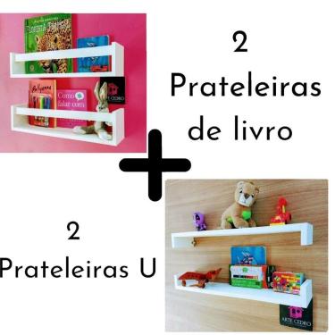 Imagem de 4 Prateleira Revisteiro Estante U Nicho Para Brinquedos Decoração Casa 55cm