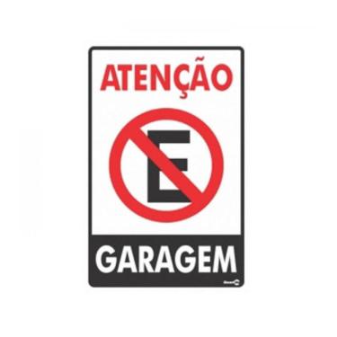 Imagem de Placa de Sinalização Plástico 20x30cm Atenção Garagem PS04 Encartale